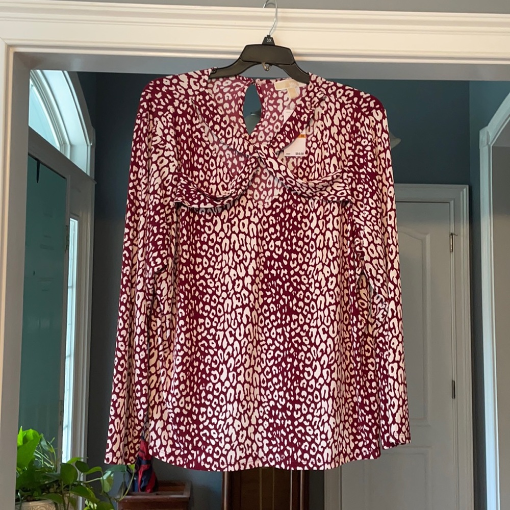 Michael Kors Cross Neck Animal Print Top